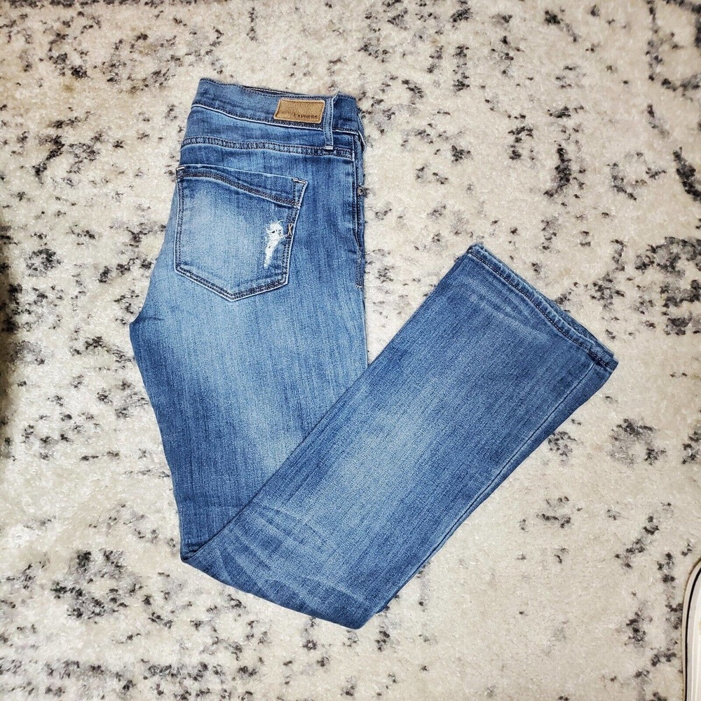 Express Jeans Low Rise Barely Boot Distressed Jeans Light Blue Size 6S
